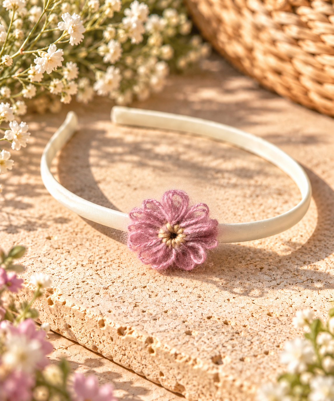 Gehaakte bloemen haarband