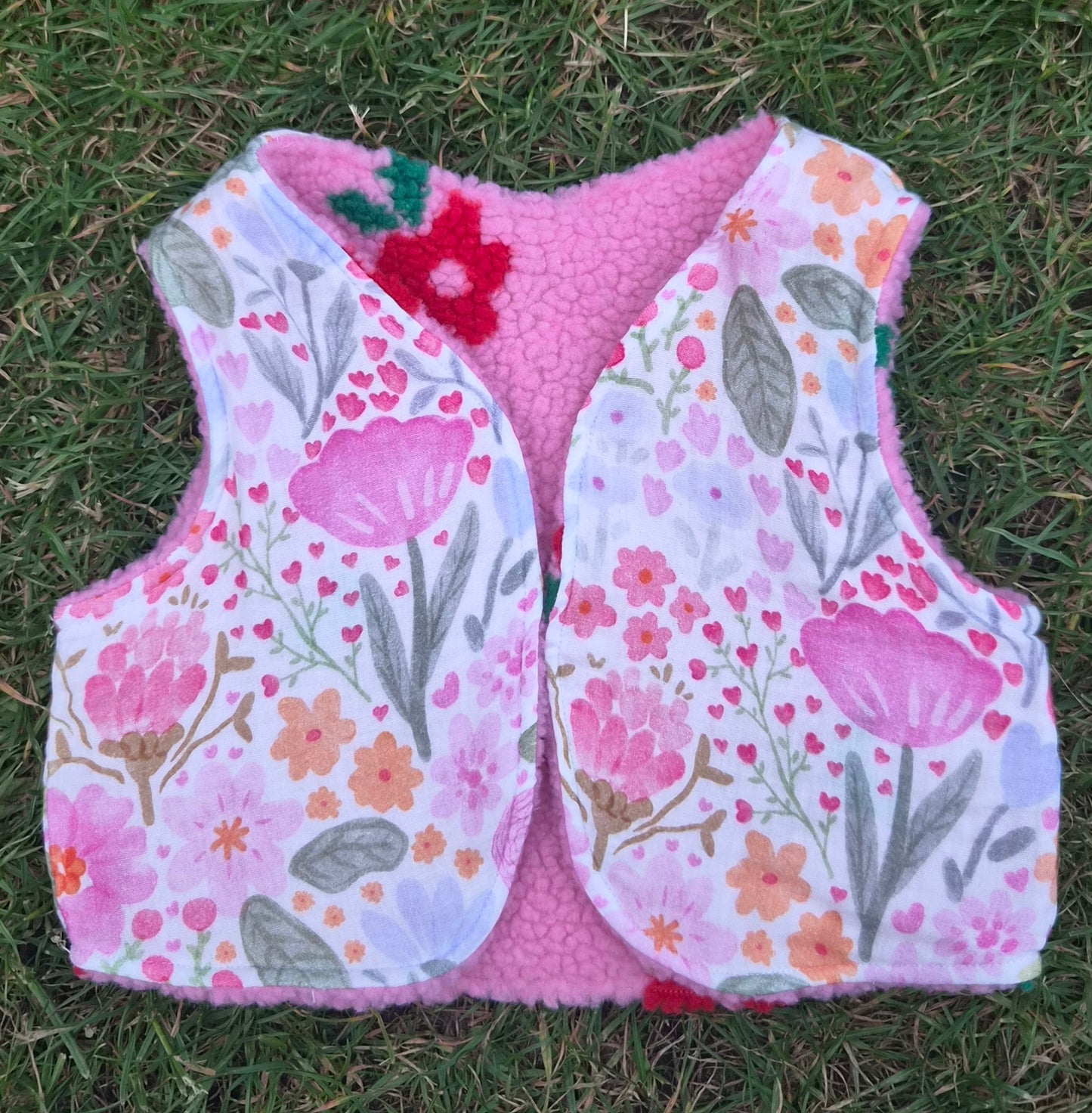 ♤ Roze bloemen bodywarmer