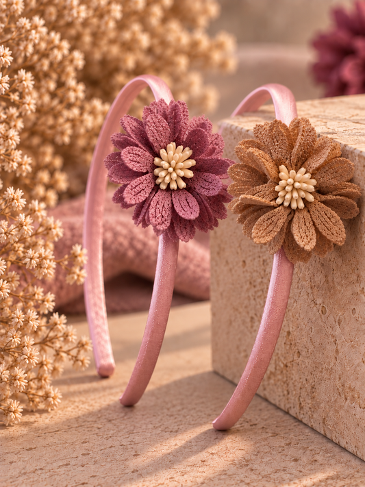 Licht roze haarband met bloem