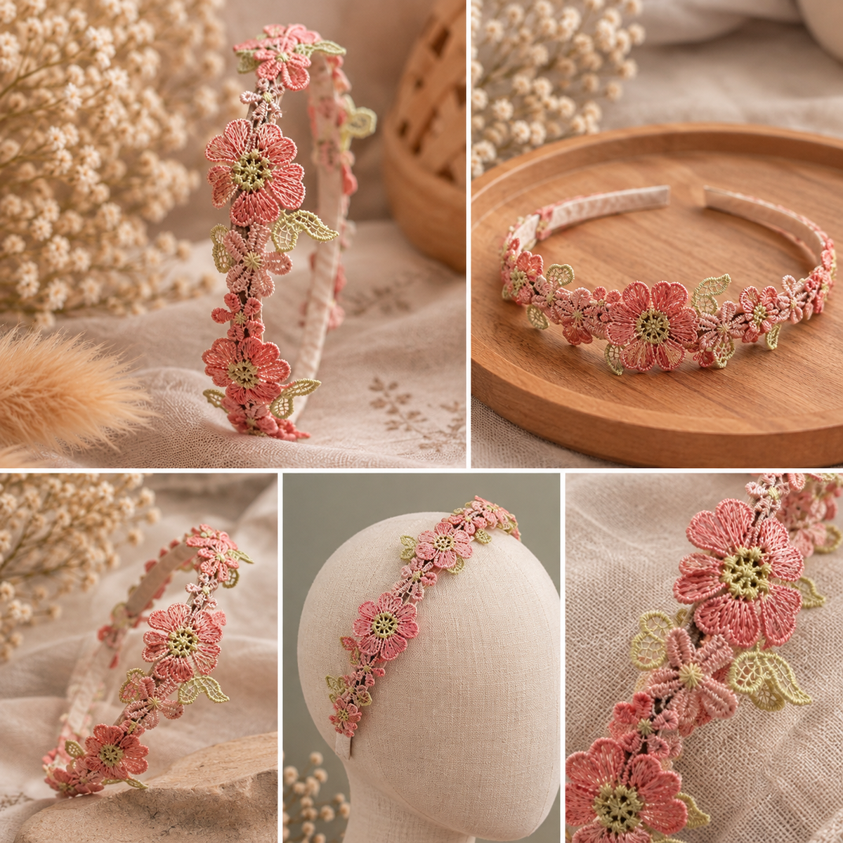 Kanten bloemen haarband