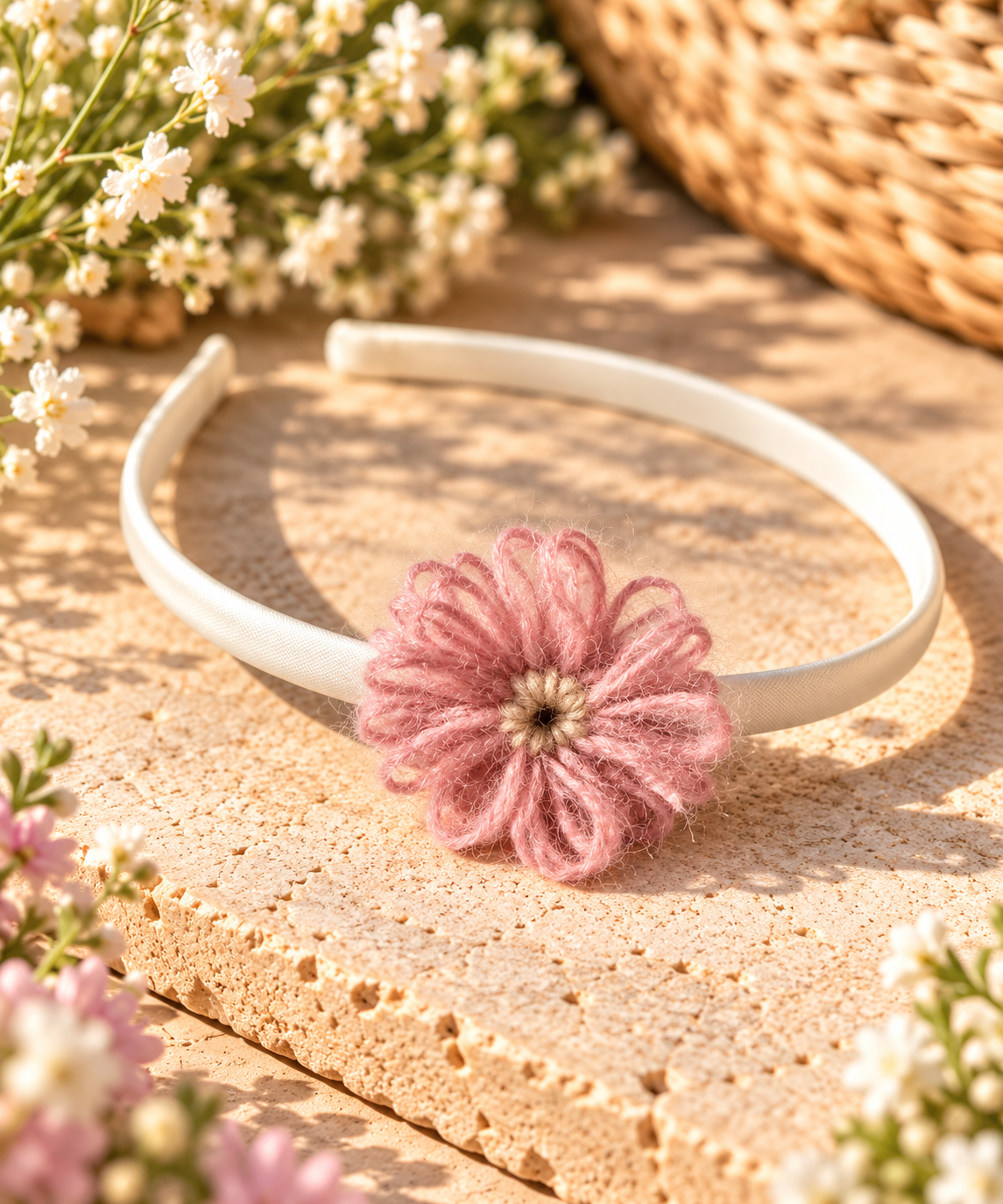 Gehaakte bloemen haarband