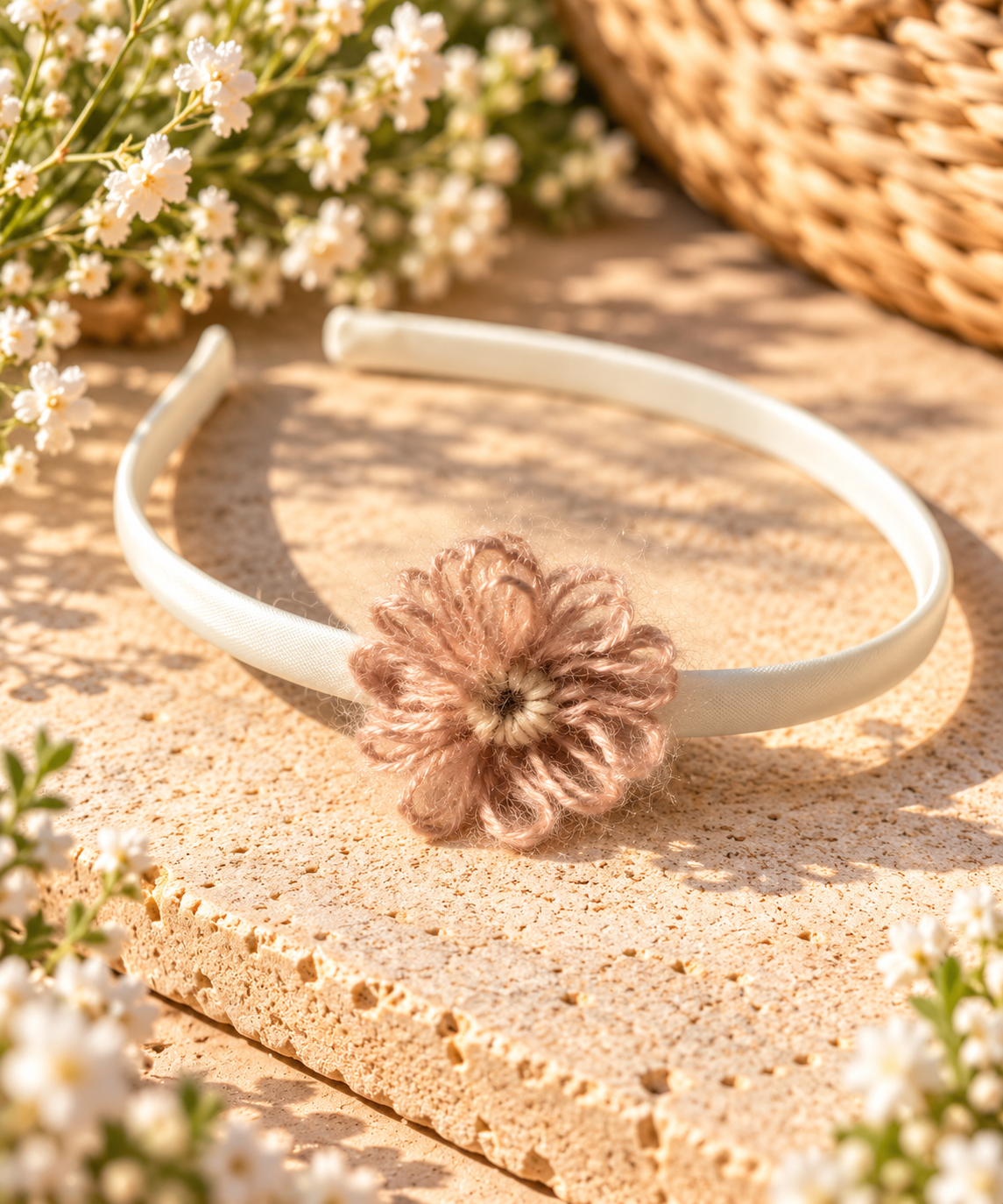 Gehaakte bloemen haarband