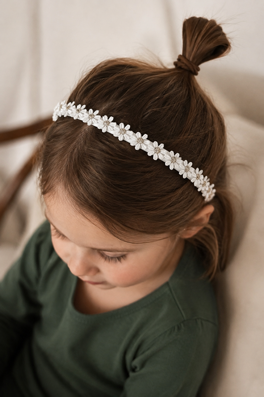 ♧ Witte bloemen haarband