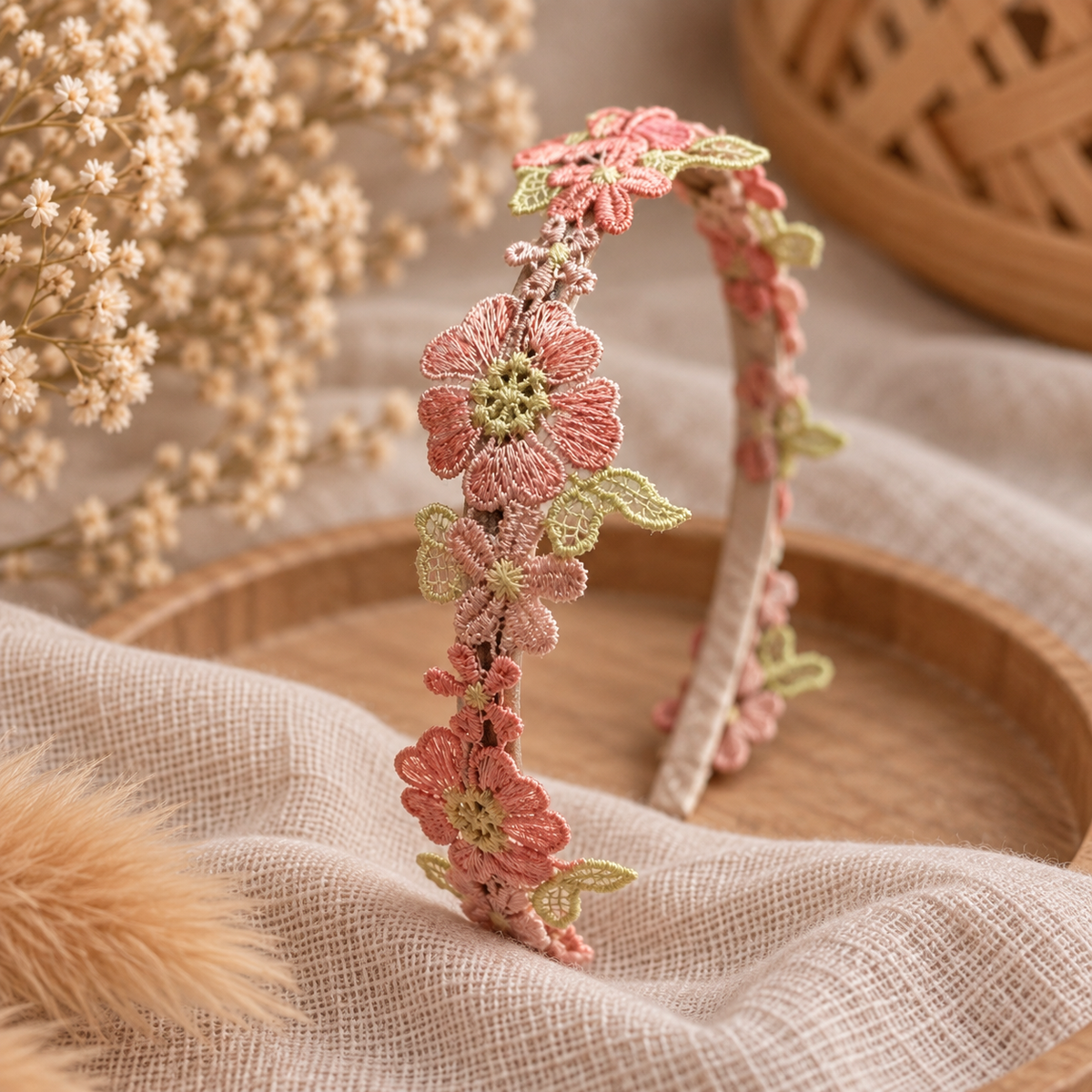 Kanten bloemen haarband